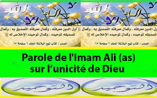 Parole de l'Imam Ali (as) sur l’unicité de Dieu